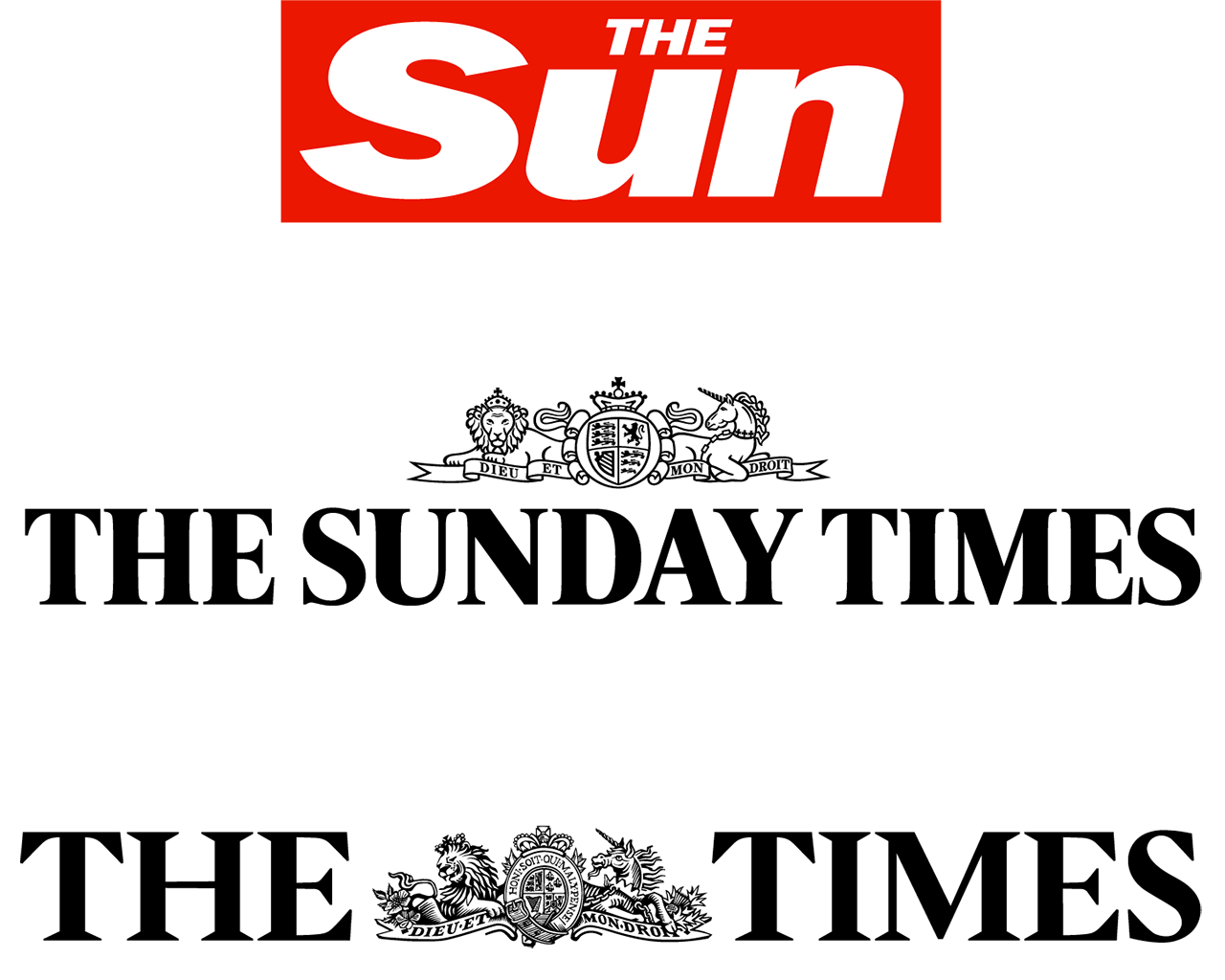 Logos of The Sun, The Sunday Times and The Times.